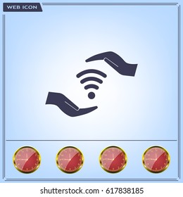 vector icon with wi-fi on the hand