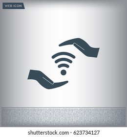 vector icon with wi-fi on the hand