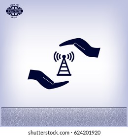 vector icon with wi-fi on the hand