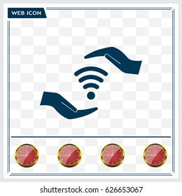 vector icon with wi-fi on the hand