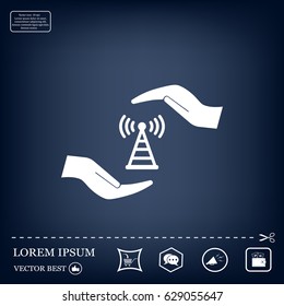 vector icon with wi-fi on the hand