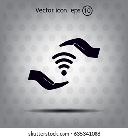 vector icon with wi-fi on the hand