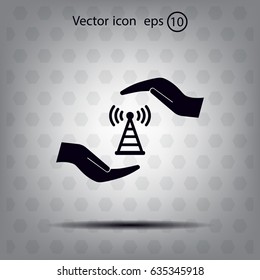 vector icon with wi-fi on the hand