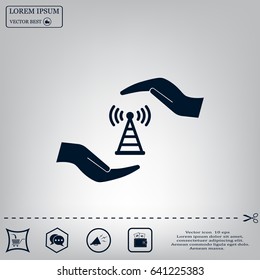 vector icon with wi-fi on the hand