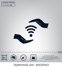 vector icon with wi-fi on the hand