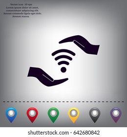 vector icon with wi-fi on the hand