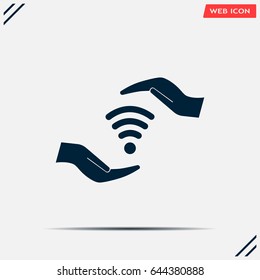 vector icon with wi-fi on the hand