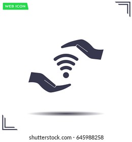 vector icon with wi-fi on the hand