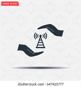 vector icon with wi-fi on the hand