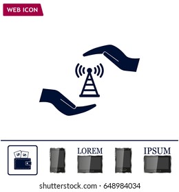 vector icon with wi-fi on the hand