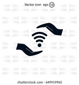 vector icon with wi-fi on the hand