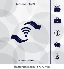 vector icon with wi-fi on the hand