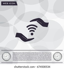 vector icon with wi-fi on the hand
