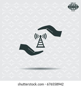 vector icon with wi-fi on the hand