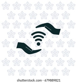 vector icon with wi-fi on the hand