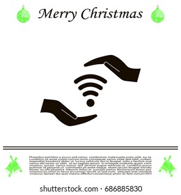 vector icon with wi-fi on the hand