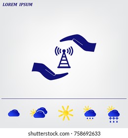 vector icon with wi-fi on the hand