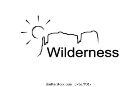   Vector icon of wilderness landmark. Eco logo.
