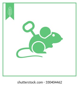 Vector icon of windup mouse toy with key