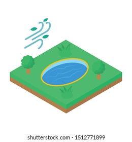 
Vector icon of  windy weather isometric style, cool breeze
