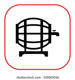 Vector icon of wine barrel with tap