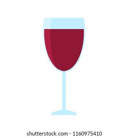 Vector icon of wine bottle and wine glass with red wine. Flat style.