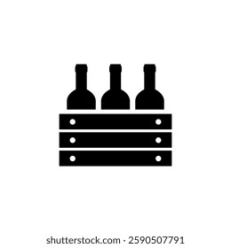 Vector icon of wine bottles in a wooden rack.