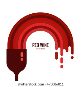 Vector icon of wine glass with red wine isolated. Flowing liquid. Flat style. Alcohol illustration. Celebration element design