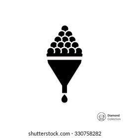 Vector icon of wine making sign depicting grape in funnel and wine drop
