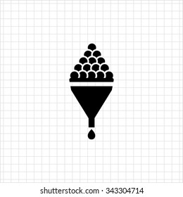 Vector icon of wine making sign depicting grape in funnel and wine drop