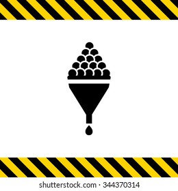 Vector icon of wine making sign depicting grape in funnel and wine drop