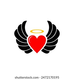 
vector icon, winged love symbol and circle of death symbol on it.