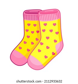 Vector icon winter socks  Funny socks and hearts symbols  Element for Valentines day design