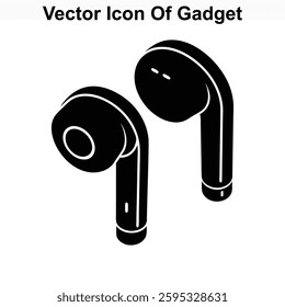 Vector Icon of Wireless Earbuds Gadget for Music Listening and Calls
