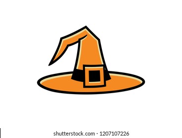 Vector icon of a witch hat for Halloween, children´s style.