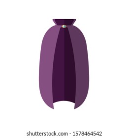 Vector icon of wizard cloak in flat style. Magic cloak of mage, wizard and witch for halloween design. Vector flat illustration of witch cloak, purple color isolated on white background