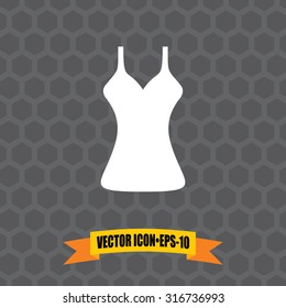 Vector Icon of woman Dress Icon-Gown on Dark Gray Background. Eps.10.