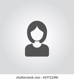Vector icon of woman. Female silhouette.