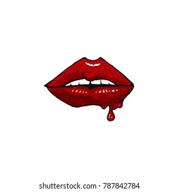 Vector icon. Women's lips. Half-open mouth
