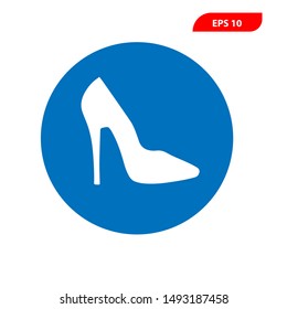 vector icon of a women's shoe with a blue circle