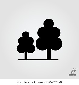 Vector icon of wood sign with two trees