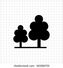 Vector icon of wood sign with two trees