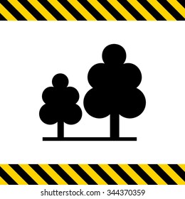 Vector icon of wood sign with two trees