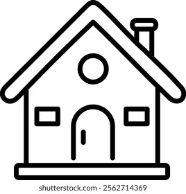 A vector icon of a wooden chalet or cabin with customizable outlines.