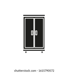 vector icon with wooden cupboard shape