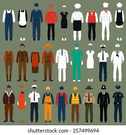 vector icon workers, profession people uniform, cartoon vector illustration 