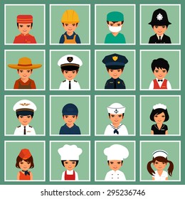 vector icon workers, profession people, cartoon vector illustration 