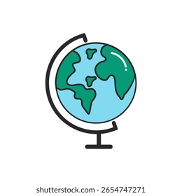 Vector icon of world globe related to geography, navigation, travel. Education supplies concept