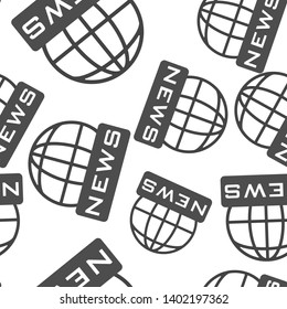 Vector icon world news. Image inscription news on the globe pattern on a white background.