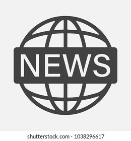 Vector icon world news.Image inscription news on the globe